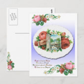 Postale Carte d'amitié florale Rose victorienne (Devant / Derrière)