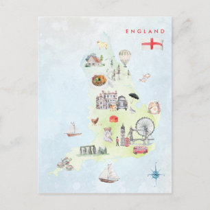 Postale Carte d'Angleterre illustrée à l'aquarelle Art