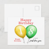 Postale Carte d'anniversaire 18e pour elle (Devant / Derrière)