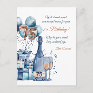 Postale Carte d'anniversaire 75 ans personnalisée pour hom