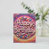 Postale Carte d'anniversaire à la conception unique et mag (Debout devant)