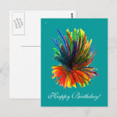 Postale Carte d'anniversaire à la Fleur tropicale (Devant / Derrière)