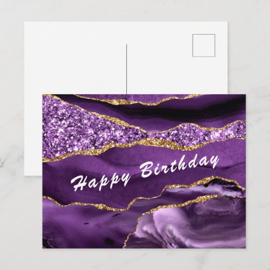 Postale Carte d'anniversaire Agate Violet violet Parties s (Devant / Derrière)