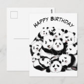 Postale Carte d'anniversaire amusant Famille Panda - Hug (Devant / Derrière)
