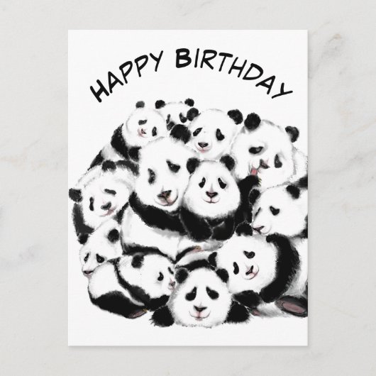 Postale Carte d'anniversaire amusant Famille Panda - Hug (Devant)