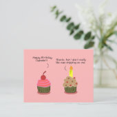 Postale Carte d'anniversaire amusante : Cupcake Candle Woe (Debout devant)