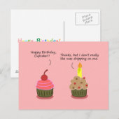 Postale Carte d'anniversaire amusante : Cupcake Candle Woe (Devant / Derrière)