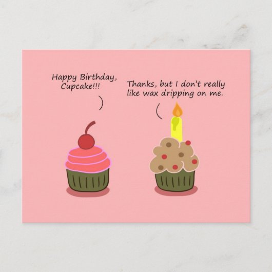 Postale Carte d'anniversaire amusante : Cupcake Candle Woe (Devant)