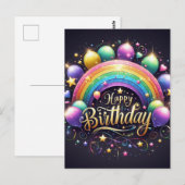Postale Carte d'anniversaire - arc-en-ciel pailleté (Devant / Derrière)