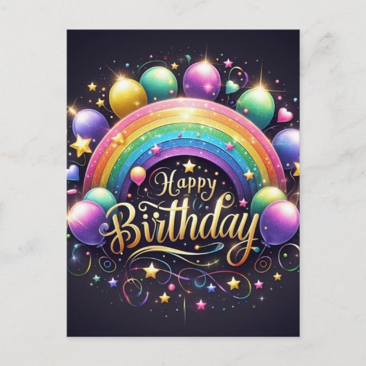 Postale Carte d'anniversaire - arc-en-ciel pailleté (Devant)