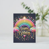 Postale Carte d'anniversaire - arc-en-ciel pailleté (Debout devant)