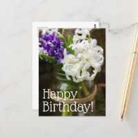 Carte d'anniversaire au jacinthe blanc et violet