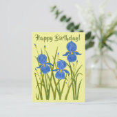 Postale Carte d'anniversaire aux fleurs d'Iris (Debout devant)
