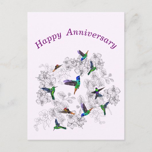 Postale Carte d'anniversaire aux oiseaux volants (Devant)