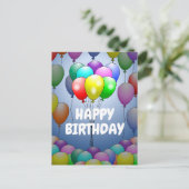 Postale Carte d'anniversaire avec ballons (Debout devant)