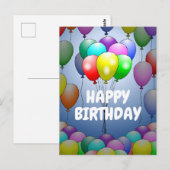 Postale Carte d'anniversaire avec ballons (Devant / Derrière)