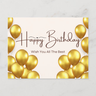 Postale Carte d'anniversaire avec ballons dorés