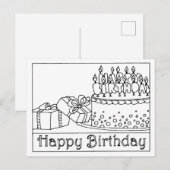 Postale Carte d'anniversaire avec gâteau (Devant / Derrière)