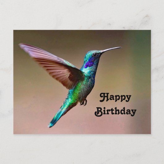 Postale Carte d'anniversaire avec photo de colibri vert fa (Devant)