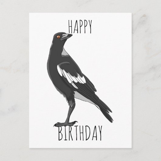 Postale Carte d'anniversaire avec pie australienne (Devant)