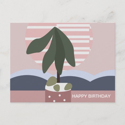 Postale Carte d'anniversaire Avocado Tree Blush Muted (Devant)