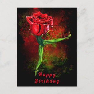 Postale Carte d'anniversaire Ballerina Rose Ballet Dancer