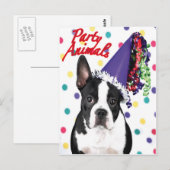 Postale Carte d'anniversaire Boston Terrier (Devant / Derrière)