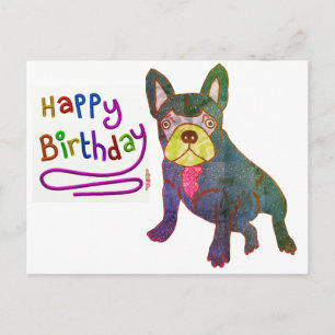 Postale Carte d'anniversaire Bouledogue français Carte pos