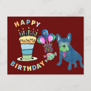 Postale Carte d'anniversaire Bouledogue français Carte pos