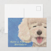 Postale Carte d'anniversaire Caniche Message Mignon et Gén (Devant / Derrière)