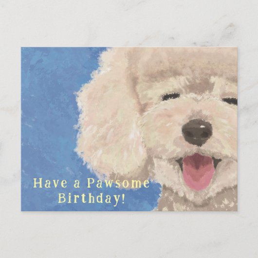 Postale Carte d'anniversaire Caniche Message Mignon et Gén (Devant)