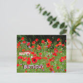 Postale Carte d'anniversaire Champ de Coquelicots Rouges (Debout devant)