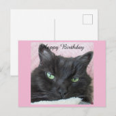 Postale Carte d'anniversaire Chat Noir (Devant / Derrière)