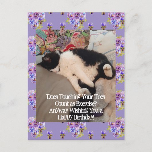 Postale Carte d'anniversaire Chat Smoking Touchant les Ort (Devant)
