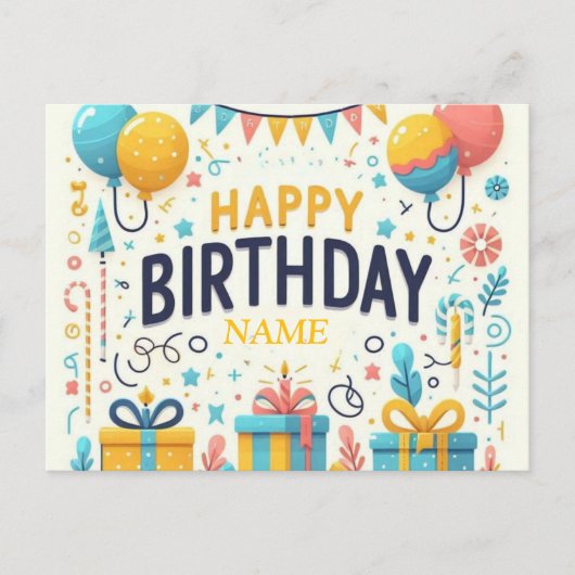 Postale Carte d'anniversaire colorée et joyeuse - Ballons (Devant)