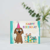 Postale Carte d'anniversaire comique Brown chien avec cade (Debout devant)