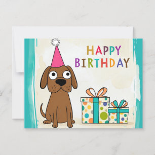 Postale Carte d'anniversaire comique Brown chien avec cade