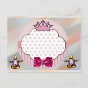 Postale Carte d'anniversaire Couronne et Nœud Rose Élégant