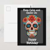 Postale Carte d'anniversaire Crâne de Sucre (Devant / Derrière)
