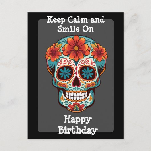 Postale Carte d'anniversaire Crâne de Sucre (Devant)