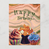 Postale Carte d'anniversaire Cupcakes Simples et Joyeux| (Devant)