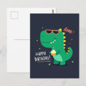 Postale Carte d'anniversaire Cute Dinosaur (Devant / Derrière)