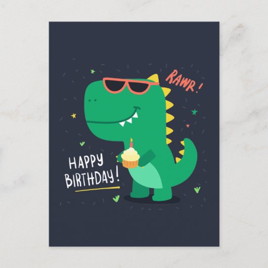 Postale Carte d'anniversaire Cute Dinosaur (Devant)