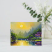 Postale Carte d'anniversaire d'art numérique de lac panora (Debout devant)