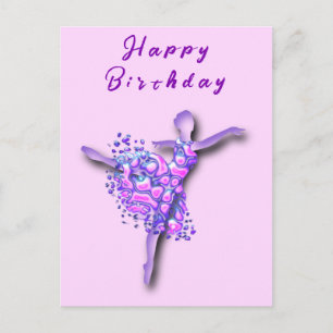 Postale Carte d'anniversaire de ballerine en violet
