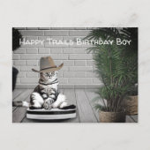 Postale Carte d'anniversaire de chat chapeau de cow-boy dr (Devant)