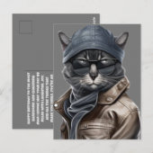 Postale Carte d'anniversaire de chat classique pour lui (Devant / Derrière)