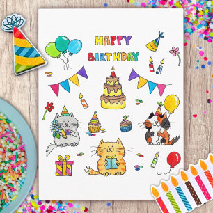 Postale Carte d'anniversaire de chats
