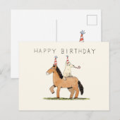 Postale carte d'anniversaire de cheval et de chien (Devant / Derrière)
