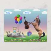 Postale Carte d'anniversaire de cheval jouant du violon (Devant)